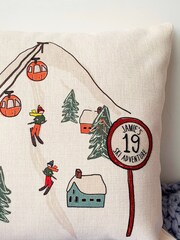 100% Linen Personalised Ski Cushion by Solesmith - Image 2 of 3