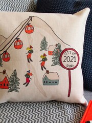 100% Linen Personalised Ski Cushion by Solesmith - Image 3 of 3