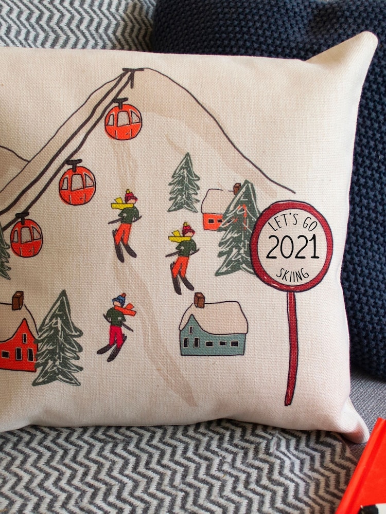 100% Linen Personalised Ski Cushion by Solesmith - Image 3 of 3