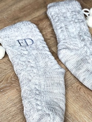 Solesmith Personalised Grey Pom Pom Slippers - Image 3 of 4