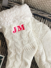 Solesmith Cream Neon Super Soft Personalised Winter Slipper Socks - Image 3 of 4