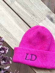 Solesmith Pink Embroidered Colour Pop Winter Beanie - Image 1 of 2