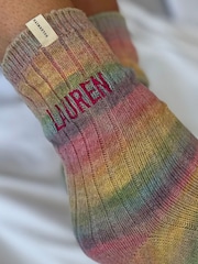 Solesmith Pink Personalised Rainbow Bed Snug Socks - Image 4 of 5