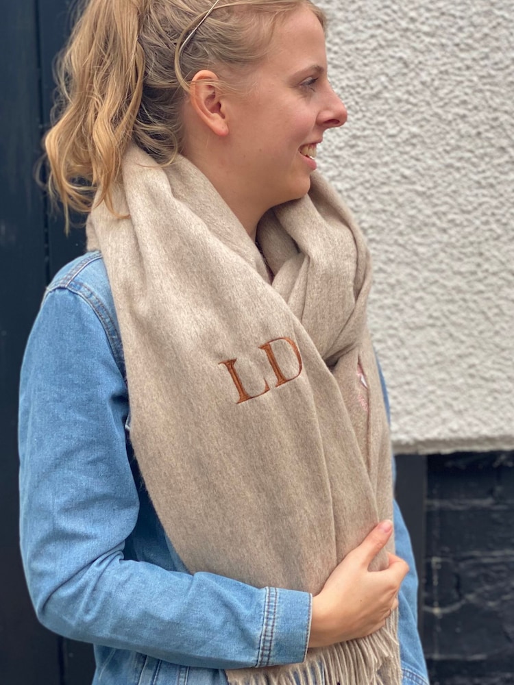 SolesmithExtra Large Embroidered Lambswool Winter Scarf - Image 2 of 2