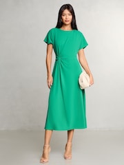 Lipsy Green Knot Side Midi Dress - Image 1 of 4