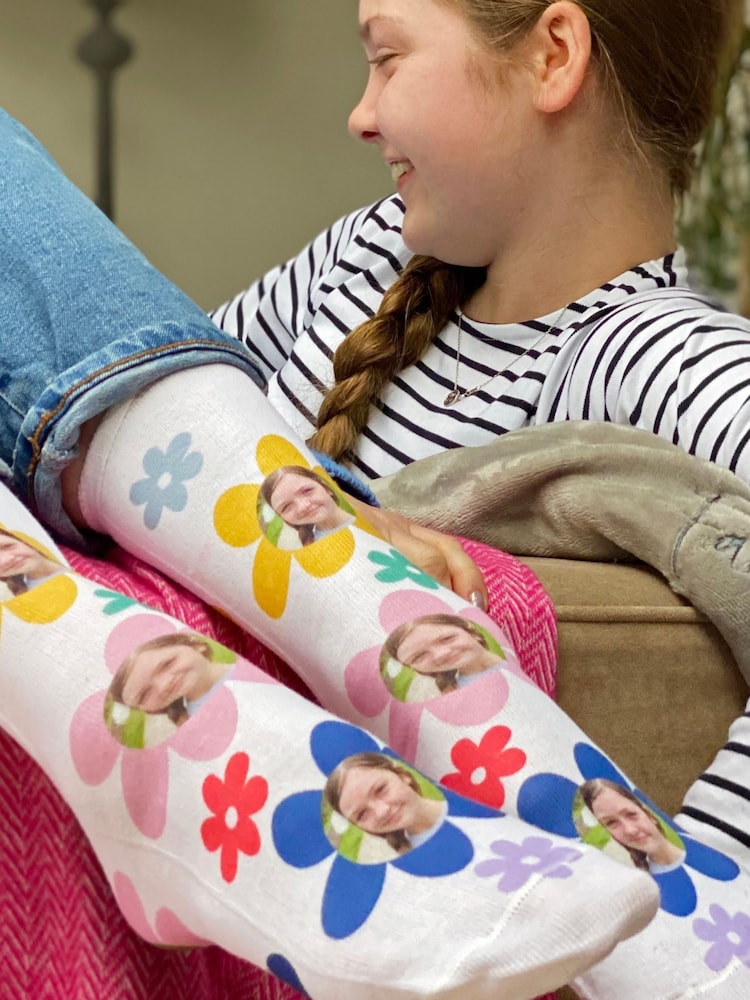 Solesmith Colourful Flower Photo White Socks - Image 1 of 4