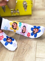 Solesmith Colourful Flower Photo White Socks - Image 3 of 4
