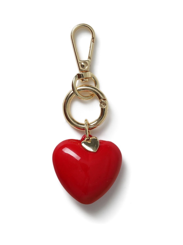 Aela Red Glossy Heart Bag Charm Bag - Image 1 of 2