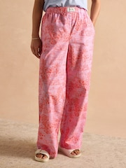 Pink Toile de Jouy - Joules Hallie Pull-On Cotton Trousers - Imagen 1 de 10