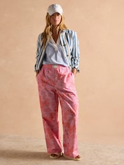 Pink Toile de Jouy - Joules Hallie Pull-On Cotton Trousers - Imagen 8 de 10