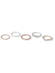 Aela Silver and Rose Gold Tone Stacker Multipack Ring - Image 2 of 2