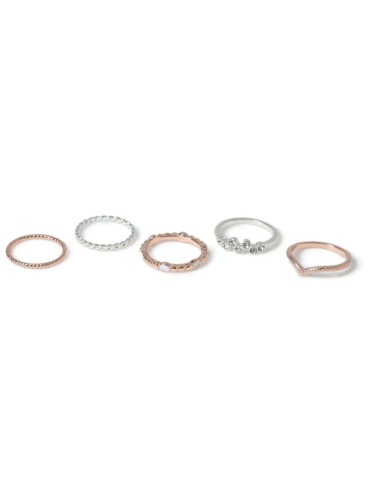 Aela Silver and Rose Gold Tone Stacker Multipack Ring - Image 2 of 2