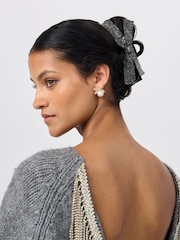 Aela Rhinestone Bow Black Hair Claw - Image 1 of 3