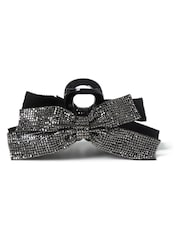 Aela Rhinestone Bow Black Hair Claw - Image 2 of 3