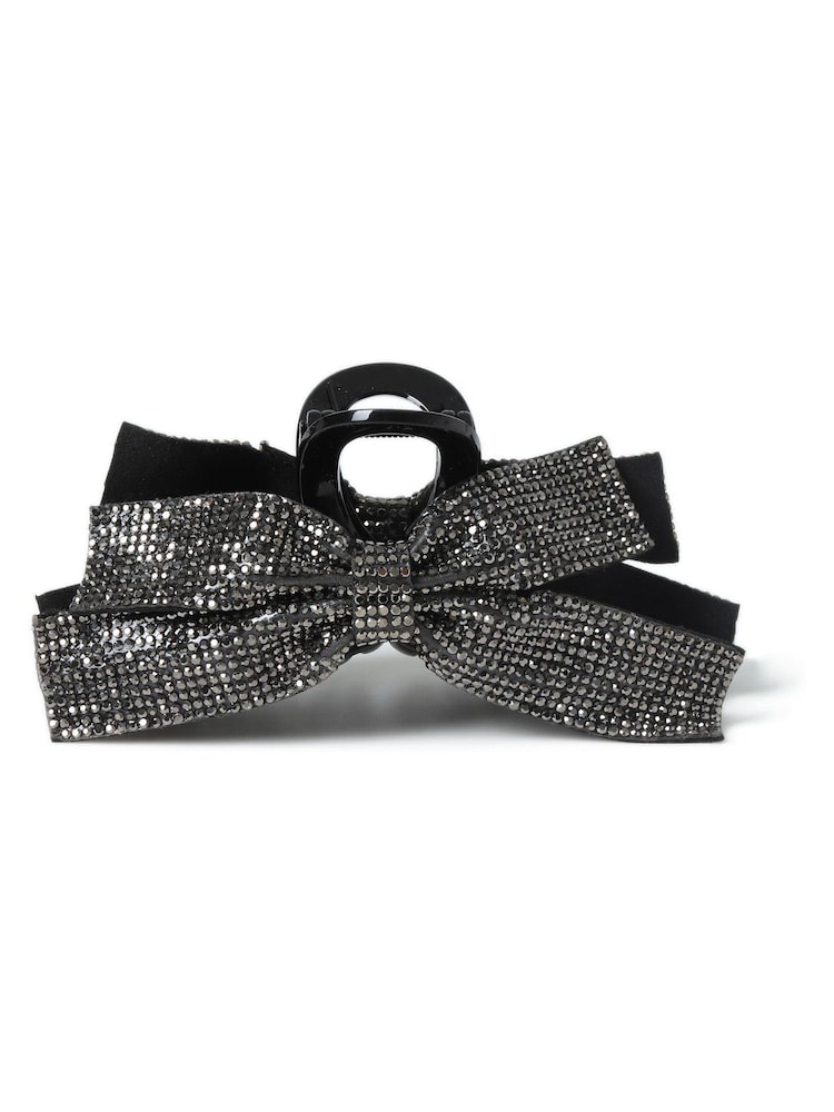 Aela Rhinestone Bow Black Hair Claw - Image 2 of 3