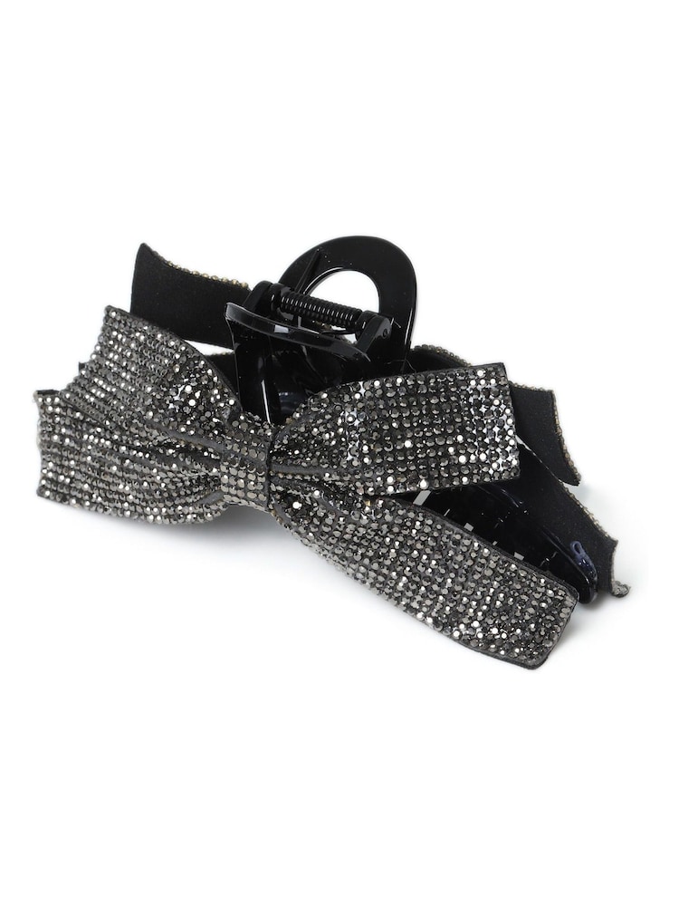 Aela Rhinestone Bow Black Hair Claw - Image 3 of 3