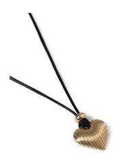 Aela Ridged Heart Pendant Cord Long Black Necklace - Image 2 of 2