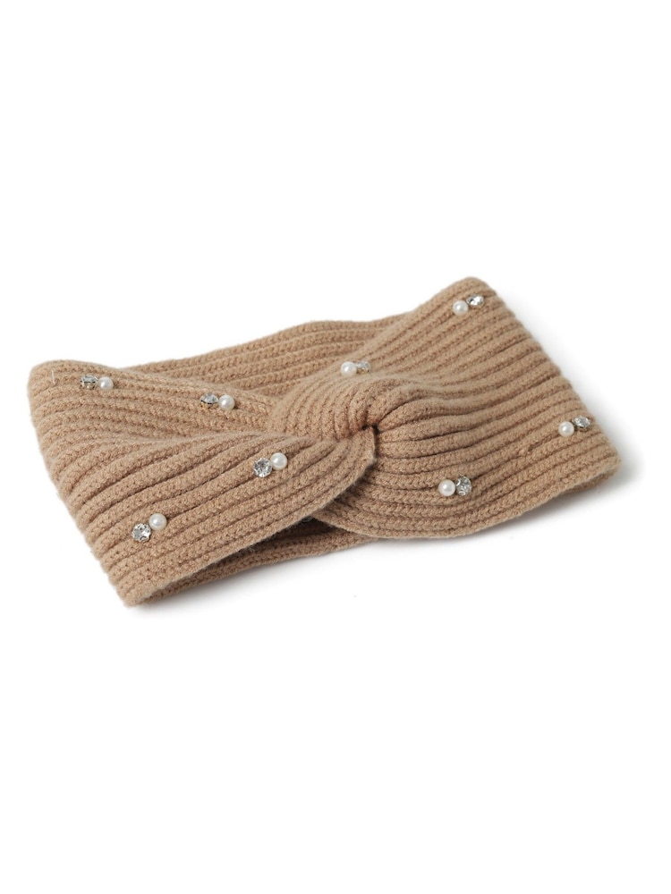 Aela Knitted Embellished Camel Bandeau - Image 2 of 2