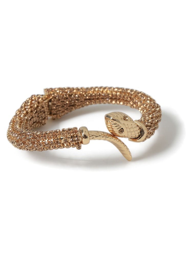 Aela Gold Tone Rhinestone Wrapped Snake Clamp Bangle - Image 2 of 3