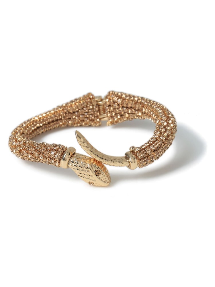 Aela Gold Tone Rhinestone Wrapped Snake Clamp Bangle - Image 3 of 3