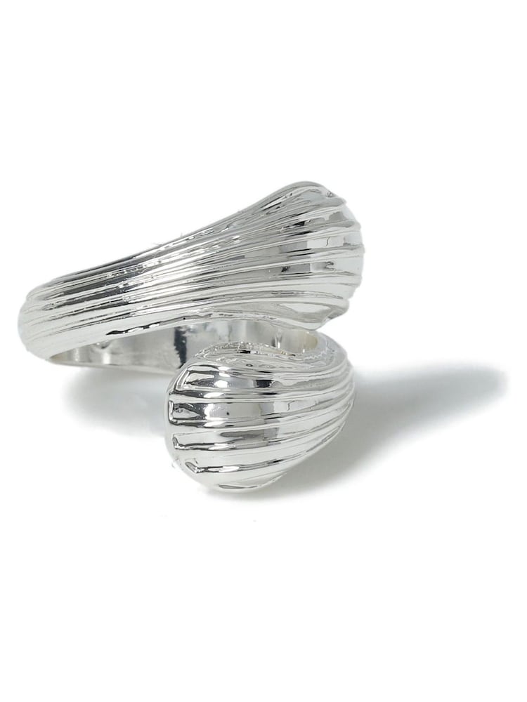 Aela Silver Tone Ridged Twist Ring - Image 2 of 2