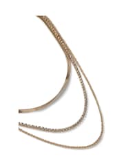 Aela Gold Tone Rhinestone Multirow Necklace - Image 2 of 2