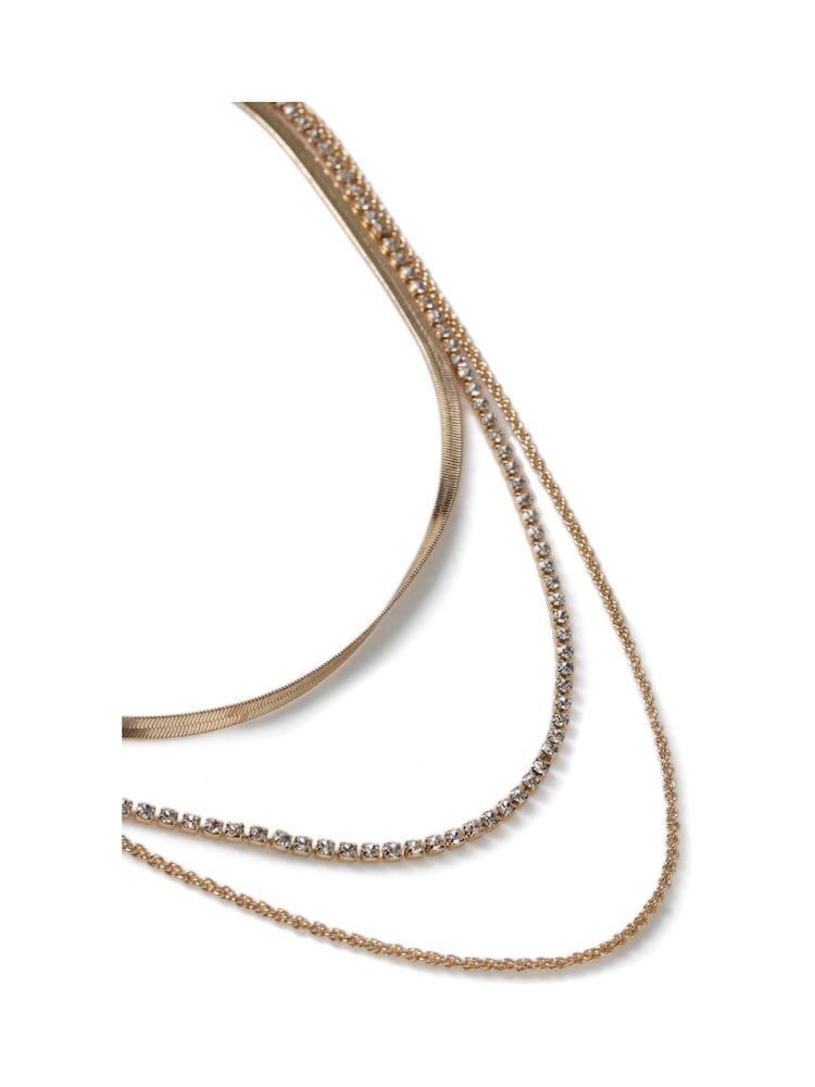Aela Gold Tone Rhinestone Multirow Necklace - Image 2 of 2