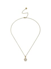 Aela Gold Tone Stainless Steel Pave Flower Necklace - Image 1 of 3