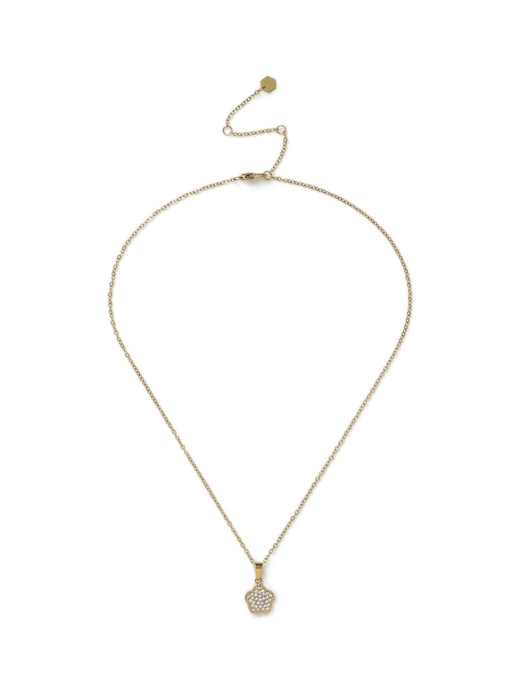 Aela Gold Tone Stainless Steel Pave Flower Necklace - Image 1 of 3