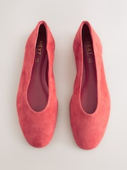 Coral Pink Standard/Wide Fit Forever Comfort® Leather Round Toe Ballerinas - Image 1 of 9