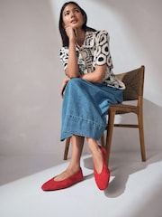 Coral Pink Standard/Wide Fit Forever Comfort® Leather Round Toe Ballerinas - Image 3 of 9
