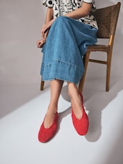 Coral Pink Standard/Wide Fit Forever Comfort® Leather Round Toe Ballerinas - Image 4 of 9