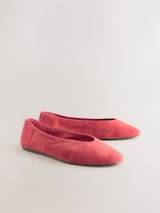 Coral Pink Standard/Wide Fit Forever Comfort® Leather Round Toe Ballerinas - Image 6 of 9
