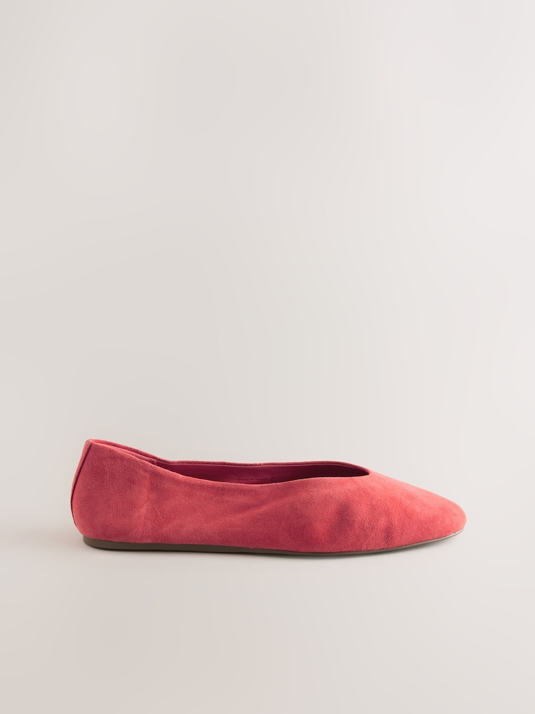 Coral Pink Standard/Wide Fit Forever Comfort® Leather Round Toe Ballerinas - Image 7 of 9