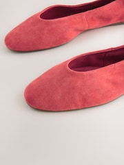 Coral Pink Standard/Wide Fit Forever Comfort® Leather Round Toe Ballerinas - Image 8 of 9