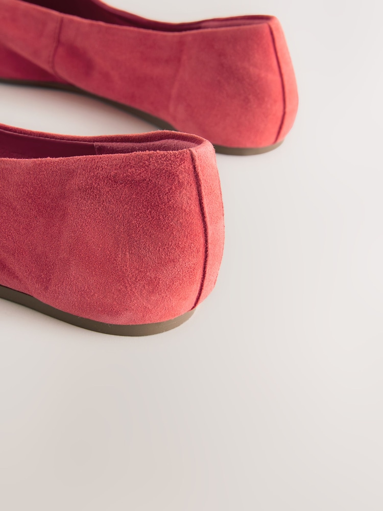 Coral Pink Standard/Wide Fit Forever Comfort® Leather Round Toe Ballerinas - Image 9 of 9
