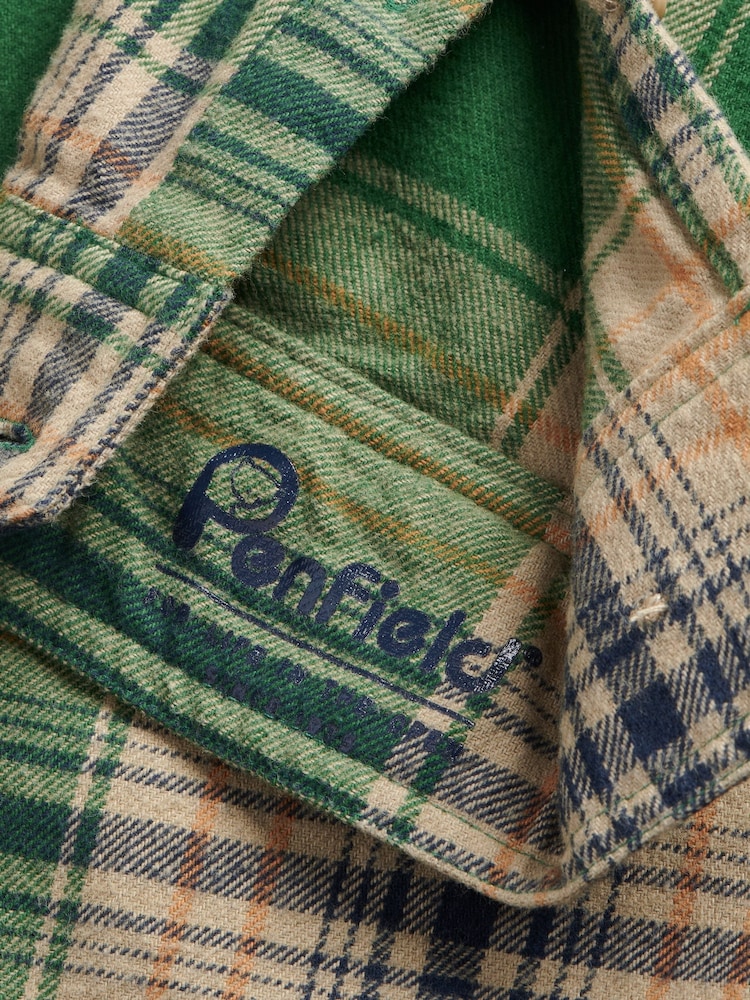 Penfield Green Mens Brushed Check 100% Cotton Overshirt - Image 9 of 9