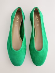 Green Standard/Wide Fit Forever Comfort® Leather Round Toe Ballerinas - Image 1 of 8