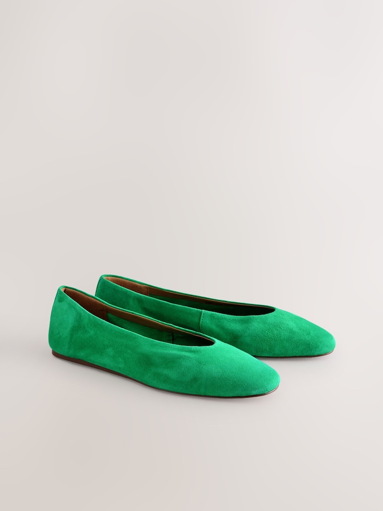 Green Standard/Wide Fit Forever Comfort® Leather Round Toe Ballerinas - Image 5 of 8