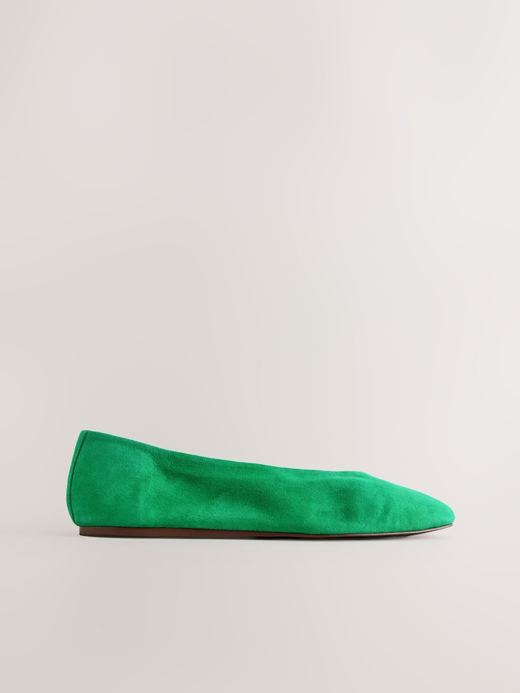 Green Standard/Wide Fit Forever Comfort® Leather Round Toe Ballerinas - Image 6 of 8