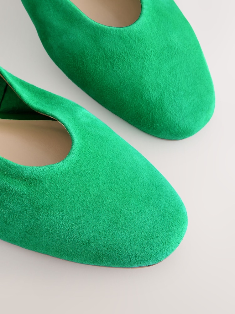 Green Standard/Wide Fit Forever Comfort® Leather Round Toe Ballerinas - Image 7 of 8