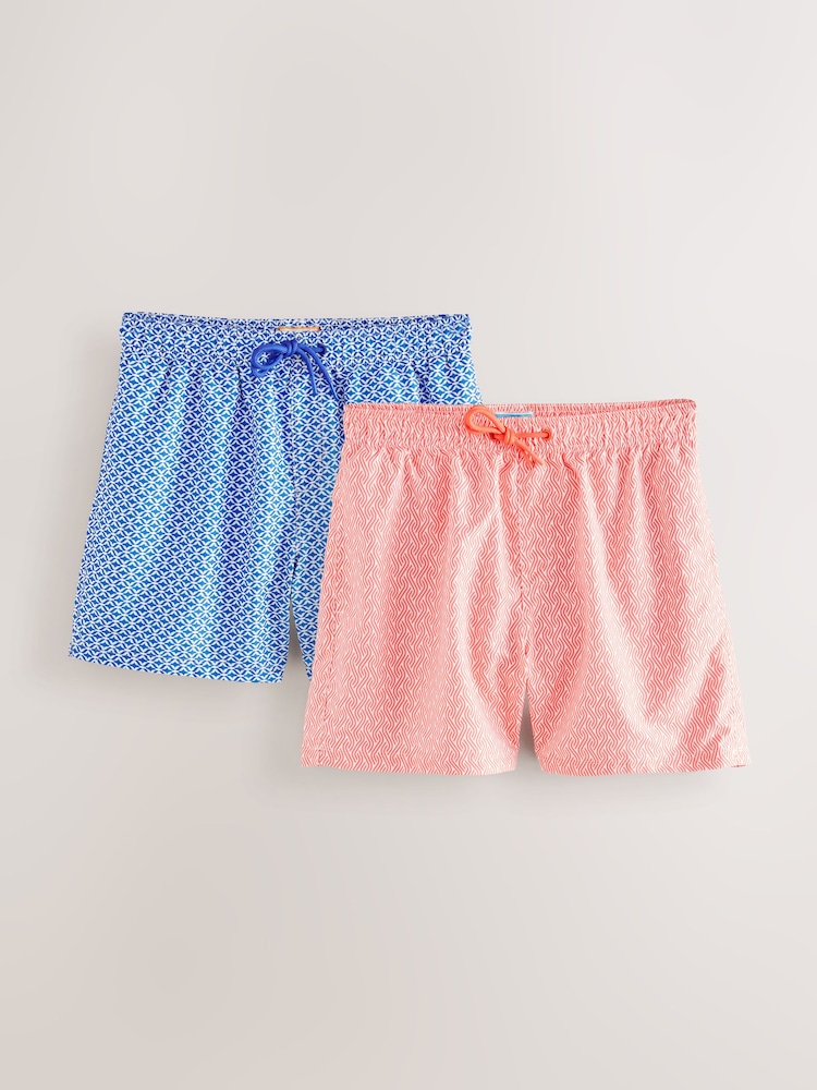 Navy Printed Swim Shorts 2 Pack - Image 1 of 13