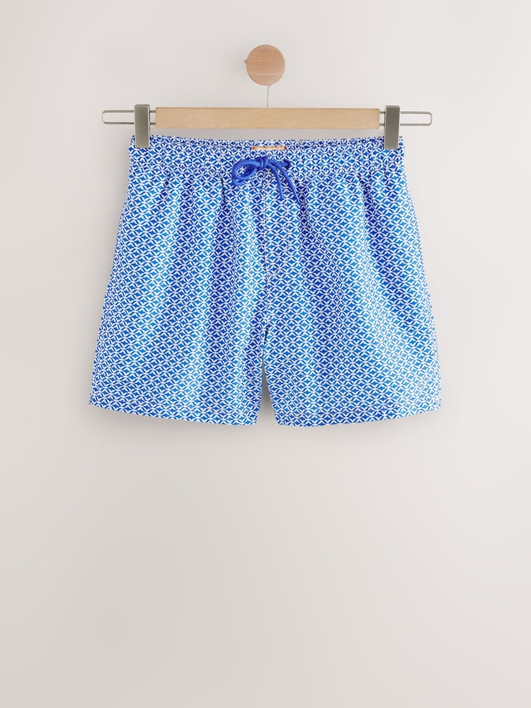 Bright Blue/Coral Geometric Printed Swim Shorts 2 Pack - Image 11 of 13
