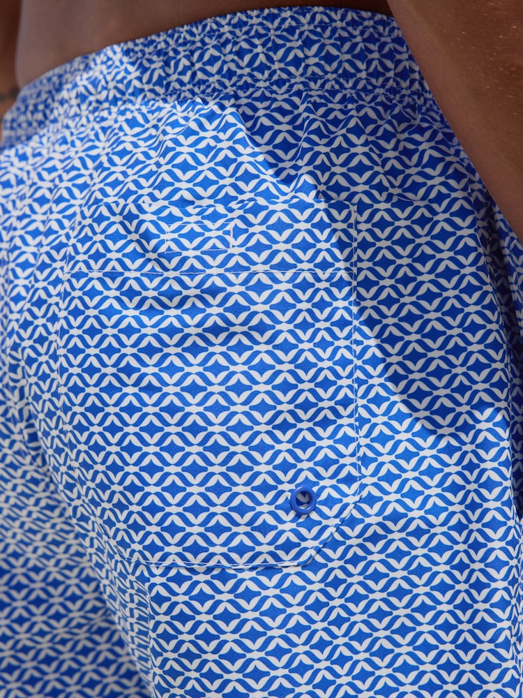 Bright Blue/Coral Geometric Printed Swim Shorts 2 Pack - Image 6 of 13