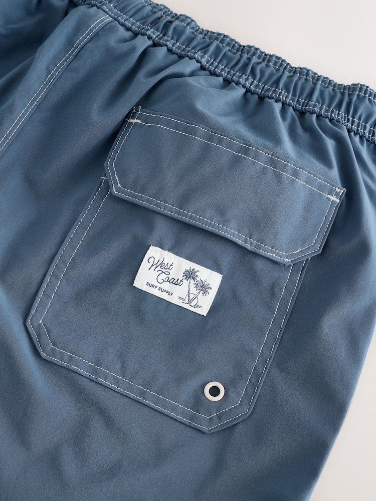 Slate Blue Contrast Stitch Swim Shorts - Image 3 of 3