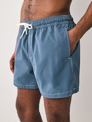 Slate Blue Contrast Stitch Swim Shorts - Image 4 of 8