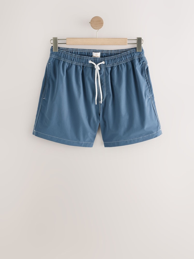Slate Blue Contrast Stitch Swim Shorts - Image 6 of 8