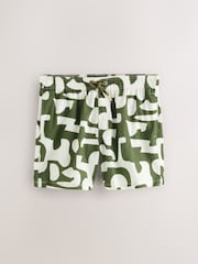 Green Abstract Print Seersucker Swim Shorts - Image 5 of 7