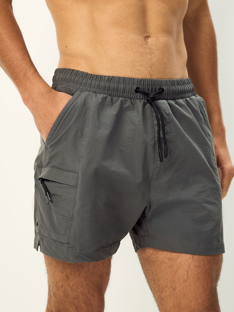 Grey Fashion Cargo Swim Shorts - Image 2 of 8 Grey Fashion Cargo Swim Shorts - Image 2 of 8
