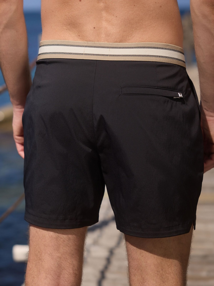 Black Elasticated Waistband Swim Shorts - Image 3 of 4